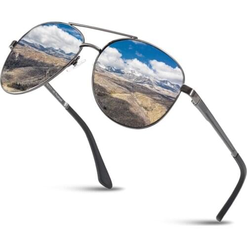 Men Classic Pilot Sunglasses Polarized Brand Designer Metail Frame Mens Sun Glasses UV400 Vintage Driving Goggles