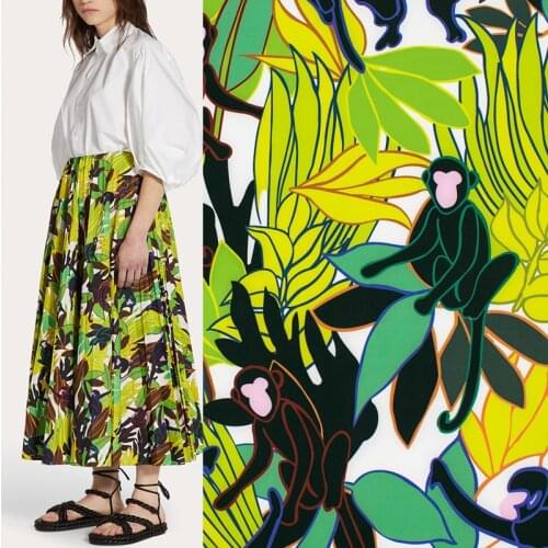 Monkeys In Trees Digital Printing Satin Fabric For Dress Tissus Au MÈTre Telas Por Metro Ткань Для Шитья Sewing Tissu Tela Dress