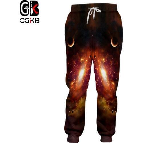 OGKB Casual Sweat Pants Fashion Women/men 3D Print Nebula Star Sweatpants Hiphop Streetwear Joggers Haren Pants With Drawstring
