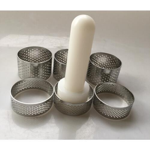 10pcs/5cm/2 inch Round stainless 304 perforated seamless tart ring quiche ring tart pan pie tarte ring with hole tart shell ring