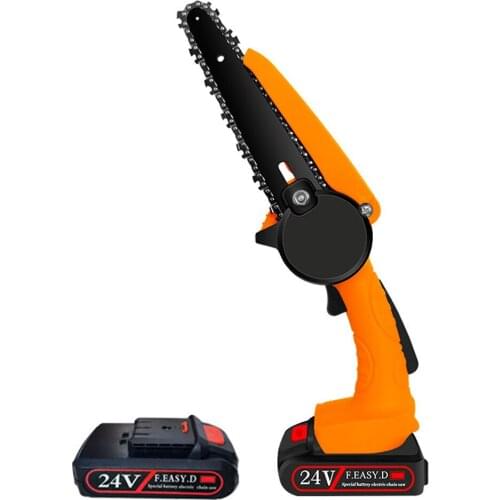 24V 6 Inch Mini Electric Chainsaw Saw Wood Spliting Cutting Pruning Saw Machine Chainsaw Power Tool for Garden With Battery