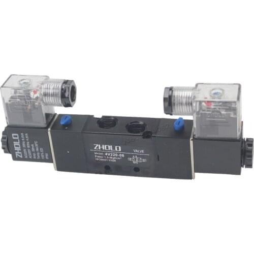 1/4" 5 port 2 pos solenoid valve Pneumatic 4V220-08 DC24V 12V AC 220V 380V 110V high quality