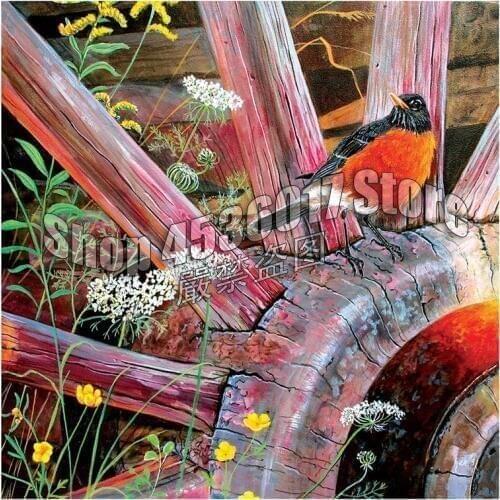 Full Diy Diamond Painting Cross-Switch "Round Robin" Birds animals 3D Diamond Embroidery Rhinestones Mosaic Decor Christmas