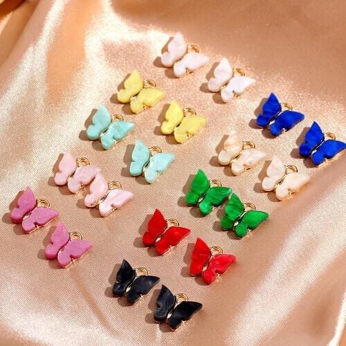 Flatfoosie 10Pcs/set Multicolor Acrylic Butterfly Jewelry Accessories for Making DIY Earring Pendant Necklaces Fashion Jewelry