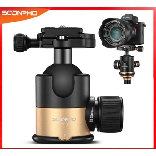 SOONPHO SP-02S/P-10 Tripod Head Ball Head Rotating Panoramic BallHead 1/4 to 3/8 Screw Adapters Professional Tripod for Camera