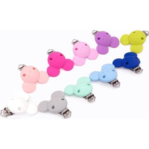 Sutoyuen 50Pcs BPA Free Silicone Pacifier Clips Mickey Dummy Teether Chain Holder DIY Baby Chewable Jewelry Toy Accessories