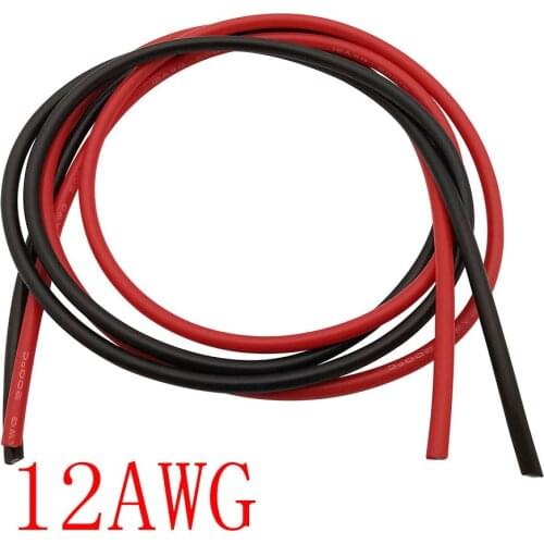 1 Meter Red + 1 Meter Black Soft Silicon Wire 12AWG 12 Gauge Flexible Heat-resistant Heatproof Soft Silicone Wire Cable
