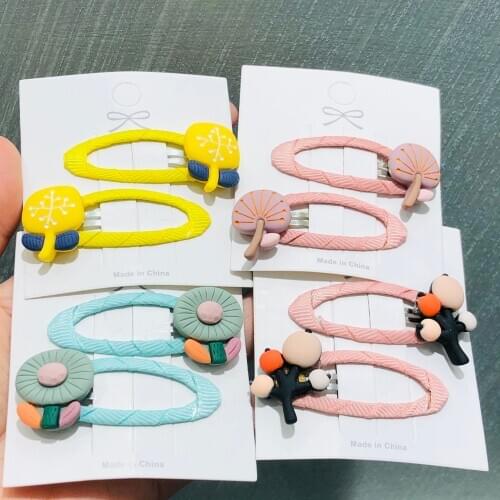 2Pcs/Set Girls Flowers Leaves Thread Cloth Hairpins Children Sweet Hair Clip Barrettes Headband Kids Hair Accessories