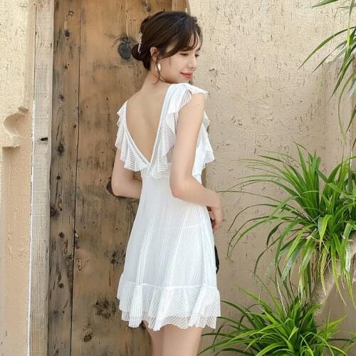 Swimwear For Teenagers Korean Plus Size Swimsuit Badpak One Piece Slimming Dress Biquinis Ruffle Underwire Corbikini Set Fairy
