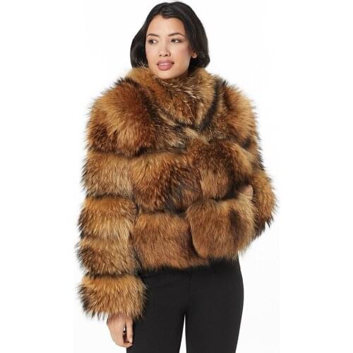 Winter Fur Coat Premium Quality Raccoon Fur Jacket Women Soft Warm Overcoat With Full Sleeve