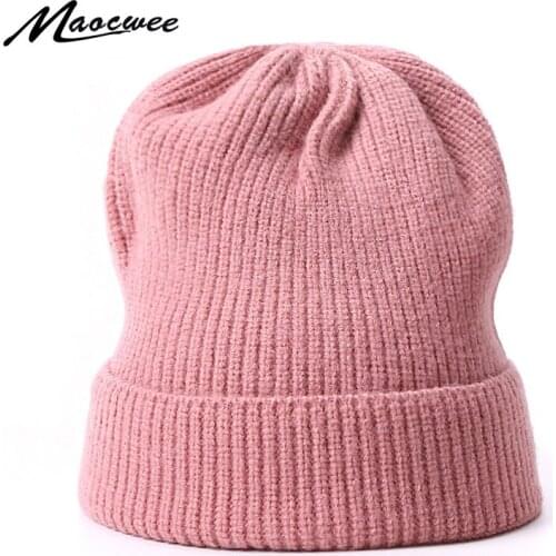 Winter Hats For Women Beanie Cap Solid Color Warm Hats Knitted Skullies Beanies Man Thick Warm Caps Outdoor Bonnet Hats Ski Caps