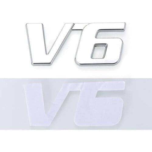 1pc Car V6 Engine Logo Sticker Car Truck Metal Chrome 3D V6 Displacement Emblem Badge Sticker Decal -gee