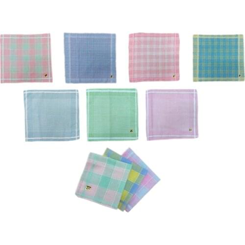 10x Classic Soft Cotton Handkerchiefs Plaid Square Hankies Gift Set