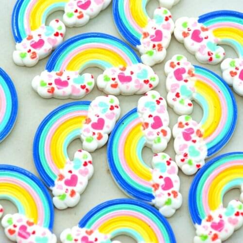 10PCS 20mmX40mm Resin Flatback Rainbow Cabochons|Scrapbooking Rainbow Embellishments|DIY Hand Crafting Miniatures