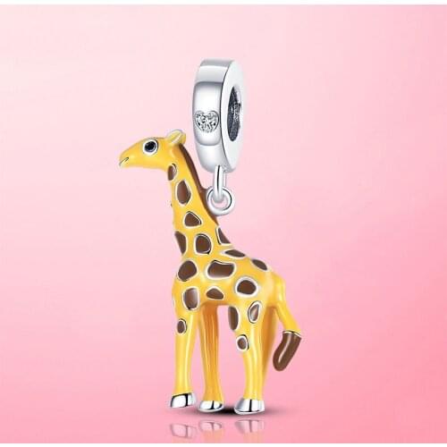 2021 New Design Charm 925 Sterling Silver Beads Lovely Giraffe Charm Pendant Fit Original Pandora Bracelet Silver Jewelry Gift