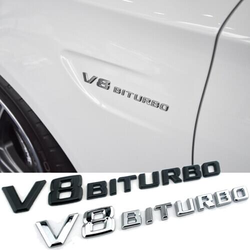 3D Side Fender V8 BITURBO Letters Logo Badge Sticker For Mercedes Benz AMG A C E S G M Class CLA GLA GLB GLC GLE SLS SLK SL CL
