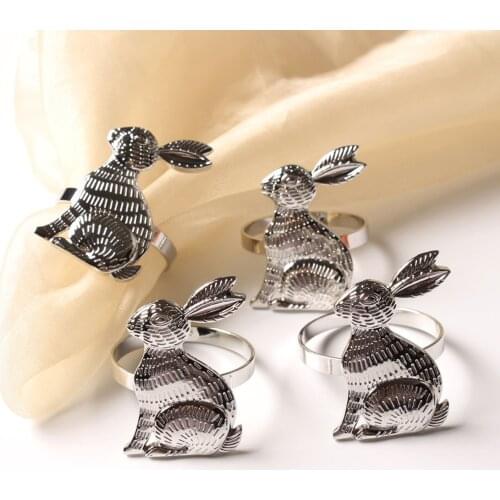 4Pcs Bunny Ears Napkin Rings Easter Rabbit Napkin Ring Holder Metal Napkin Holder Table Easter Decor Rustic for DropShipping
