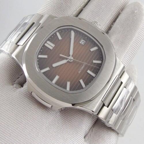 40MM Brown Sterile Dial Date Sapphire Glass Square Luminous MIYOTA 8215 Movement Automatic Mens Watch