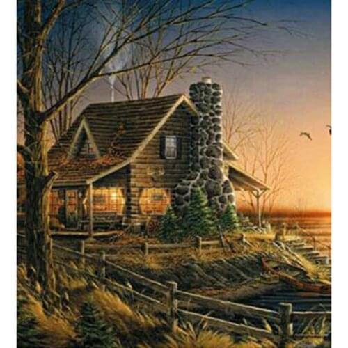 5D DIY Diamond Painting Square/Round Diamond Landscape Painting Small House Picture Cross Stitch Furniture Decoration WG2901
