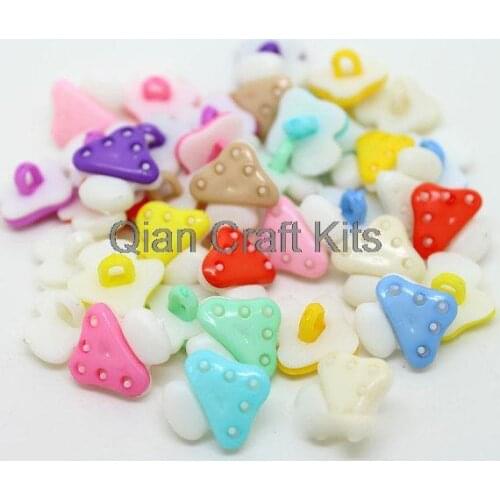 800pcs Mushroom Buttons Multicolored plastic kawaii combined buttons assorted