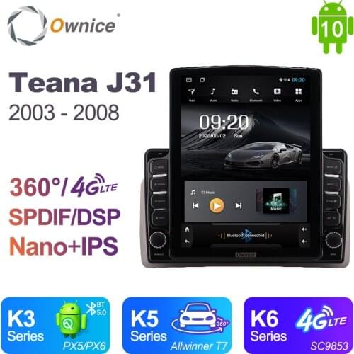 Ownice Android 10.0 Car Radio for Nissan Teana J31 2003 - 2008 GPS 2 Din Auto Audio System Stereo Player 4G LTE Tesla Style