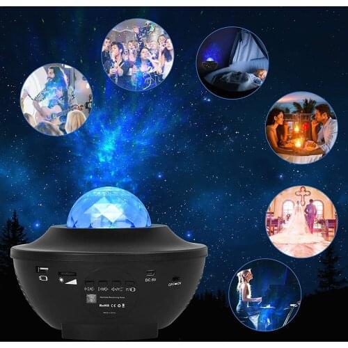 Colorful starry sky galaxy projector bluetooth USB music player LED night light bedside lamp romantic projection lamp gift