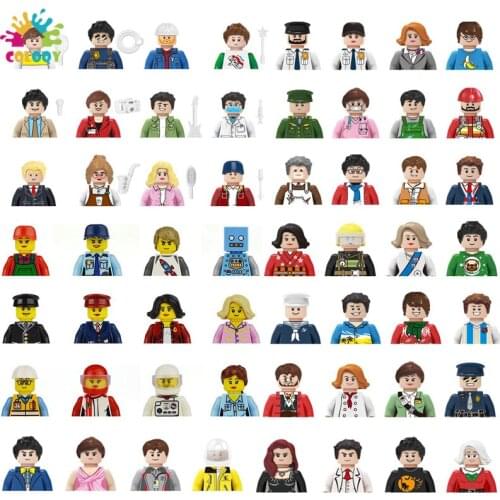 Kids Toys City Street View Occupation Figures Building Blocks Fireman Soldier Bricks Mini Doll Toys For Children Birthday Gifts