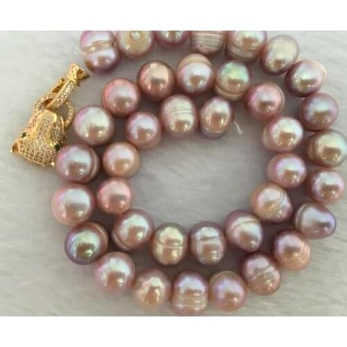 Elegant12- 13mm freshwater baroque lavender pearl necklace 18inch