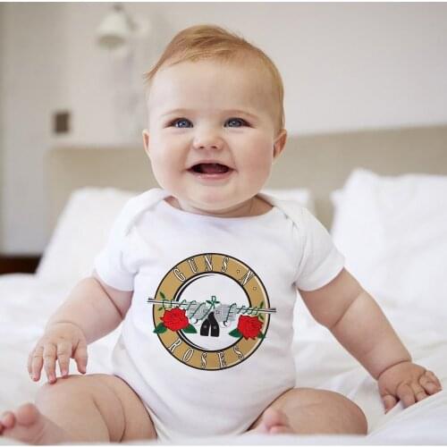 Guns N' Roses Grunge Aesthetic Ropa Bebe Hipster Punk Baby Rock Clothes Urban Leisure Toddler Bodysuit Newborn Summer Romper