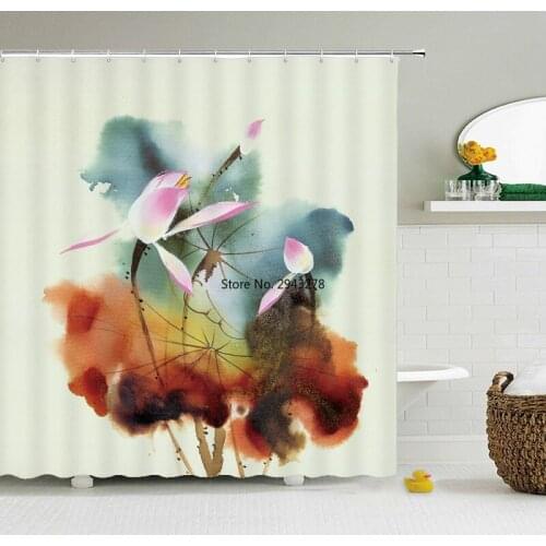 European Retro Flower Shower Curtains Bath Curtain Bathroom Waterproof 3d Printing Polyester Fabric With Hooks Home Decor Mat