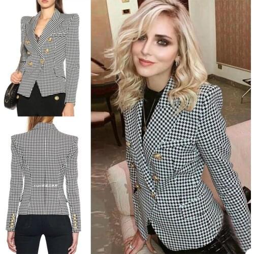 Classic Plaid Women Suit Custom Made Elegant Double Breasted Check Blazer Vintage Office Lady Smart Casual Jacket 1 Piece