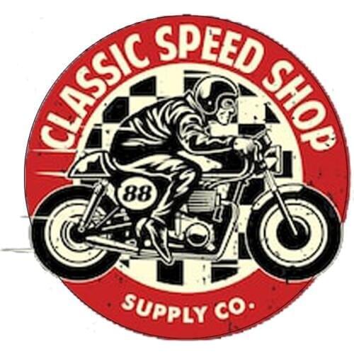 Classic speed shop 88 riderr supply moto car sticker decal