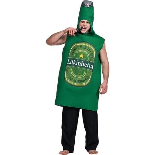 Halloween Cosplay costume Adult Men Oktoberfest Green Beer Bottle Costume party wear carnival outfit