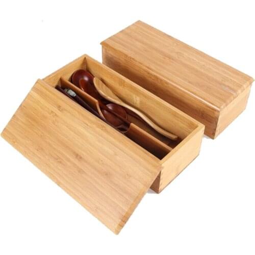Kitchen Storage Organization Bamboo Eco-friendly Tableware Chopsticks Spoon Storage Container Home Dinnerware Storage Box