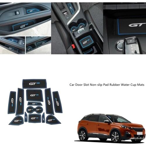 Left Hand Drive! For Peugeot 3008 GT / 5008 GT 2017 2018 Interior Door Slot Mat Water Cup Pad Anti-Slip Mats 13pcs Car Styling
