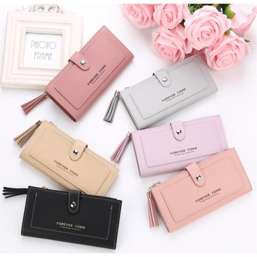 Fashion Women Wallet Lovely Candy Color Long Coin Zipper Purse Card Package PU Passport Holder Card Wallet