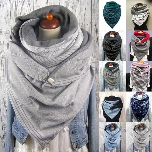 Fashion Winter Women Flower Leaf Print Button Soft Neck Wrap Thick Scarf Shawl шарфы женские scarf women 2020