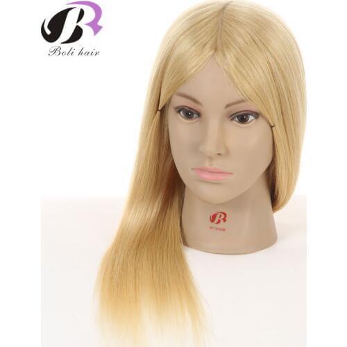 New Hairdressing Training Heads 100% Human Hair 16" Blonde Real Hair Mannequin Head With Human Hair Practice Head For Sale