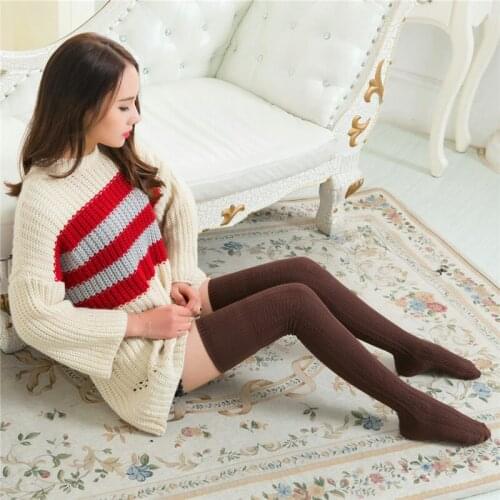 Autumn and Winter Lengthened Twist Stockings All Cotton Retro Student Thigh Socks Thick Needle Cotton Socks Over Knee Socks