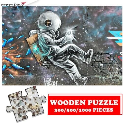 Astronaut Wooden 300 500 1000 Pieces Jigsaw Puzzle Toys Creative Wall Painting Picture Adults Puzzle Kids Assembling Puzzle Toys