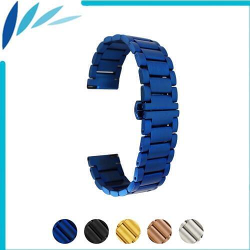 Stainless Steel Watch Band 16mm 20mm 22mm for Baume & Mercier Butterfly Buckle Strap Quick Release Wrist Belt Bracelet Black