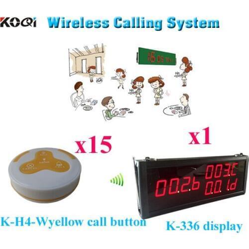 Restaurant Pager System Business Market Demand Kitchen Waiter Calling Buttons( 1pcs display+ 15pcs call button)