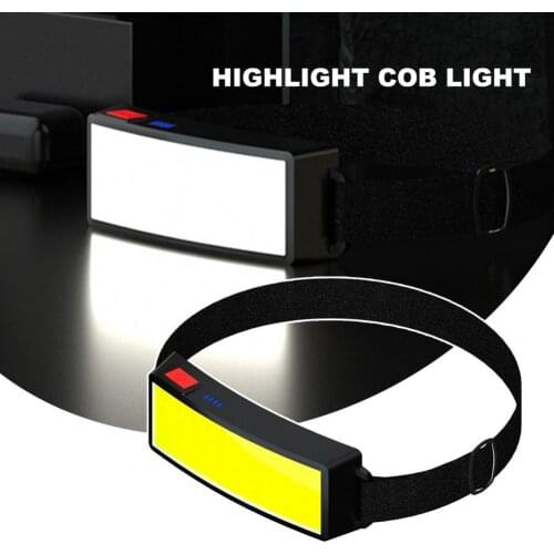 LED Headlamp Water Resistant Portable Wide Angle Illumination Plastic Super Bright COB Head Lamp Flashlight for outdoor Hiking