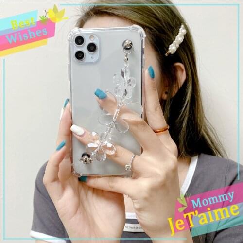 Butterfly flower Bracelet Shockproof Clear case For iPhone 12 Pro Max XR 11 7 8 Plus SE 2020 Protection Anti-fall Back Cover
