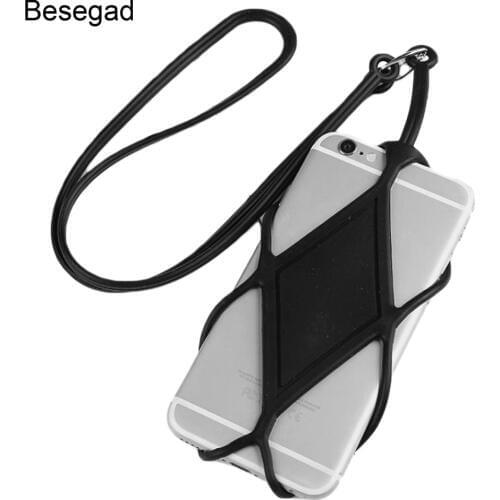 Besegad Universal Silicone Cell Phone Lanyard Holder Case Cover Phone Neck Strap Necklace Sling For Smartphone Above 5.5 inch