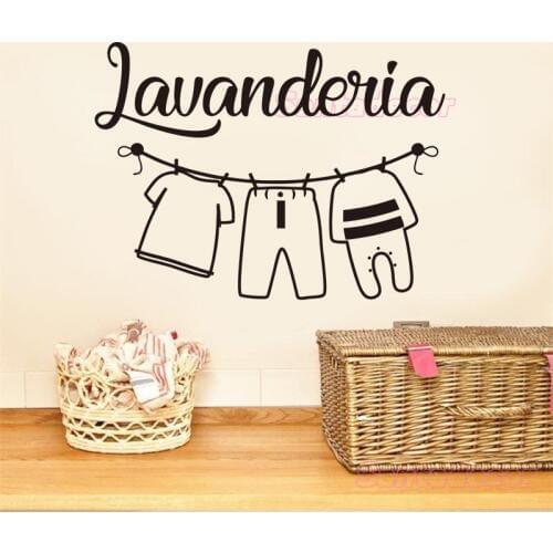 Stickers Design Lavanderia Panni Stesi Vinyl wall Decor Adesivo Da Muro Mural Decal Adesivo Murale Laundry Room Wallpaper Poster