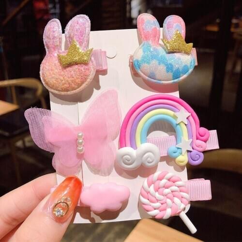 MISANANRYNE 1Set Women Girls Flowers Hair Clips Headwear Hair Ornament Rainbow Lollipop Hairpins Barrettes Hair Accessories