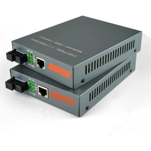 1Pair 10/100/1000Base Netlink simplex SC HTB-GS-03-AB Fiber Optic 20KM RJ45 Enternet Media Converter Fiber transceiver converter