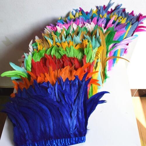 10 Yards Rooster Feather Trims 25-30cm Coque Feather Strung Chicken Feather Trimming Dress/Skirt /Costume Carnival Decoration