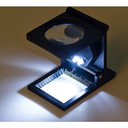 10x Scale Magnification 2 LED Lupa Optical Lenses Magnifying Glass Foldable Scale Magnifier Illumination Light Printing fabric